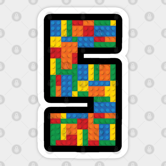Fifth Birthday Lego Blocks Sticker TeePublic